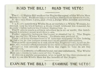 (RECONSTRUCTION.) Civil Rights! Miscegenation Allowed by Congress, Despite the Veto of the President.